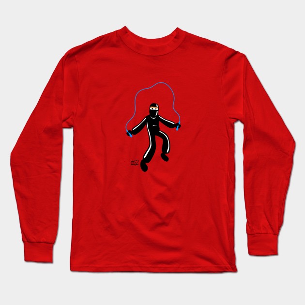 Ninja skipping with skipping rope! Long Sleeve T-Shirt by weheartninjas